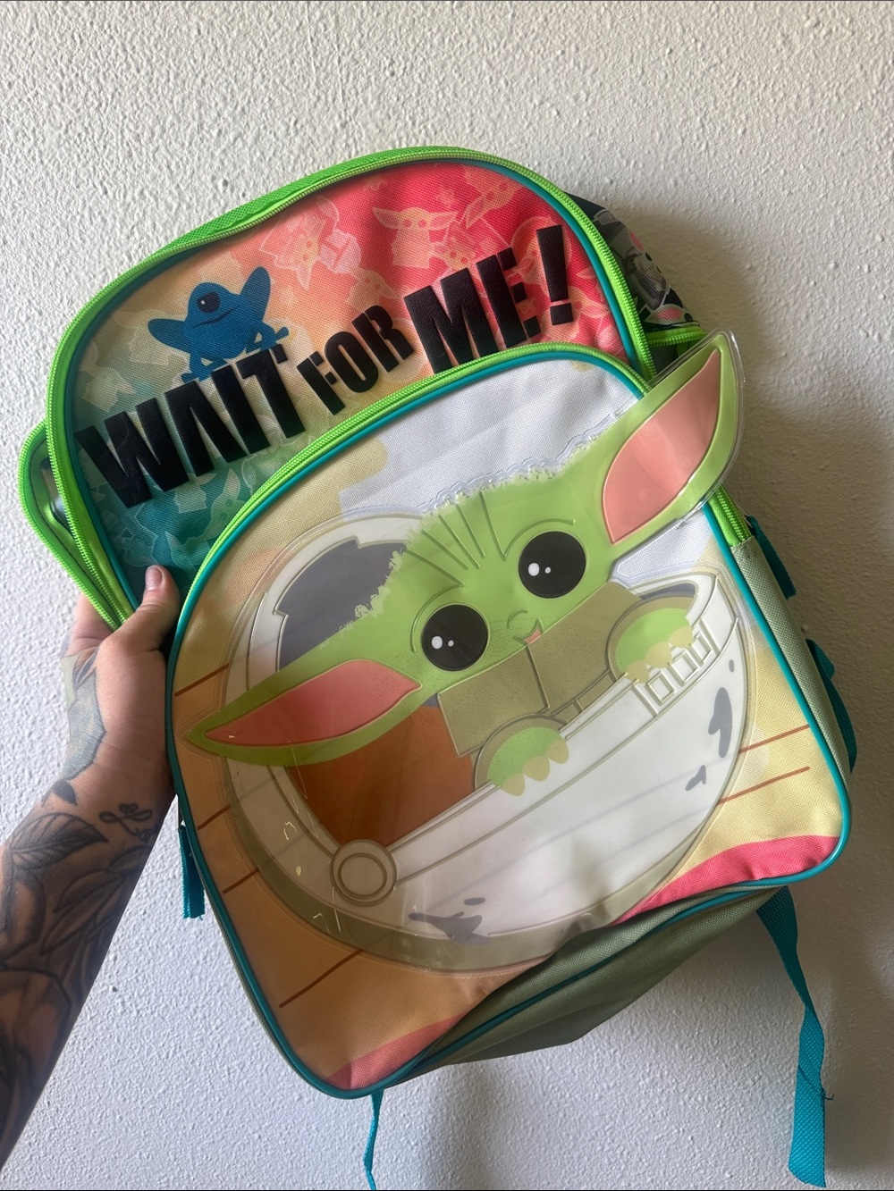 The Child "Wait for Me!" Kids Backpack - Green Pink Turquoise